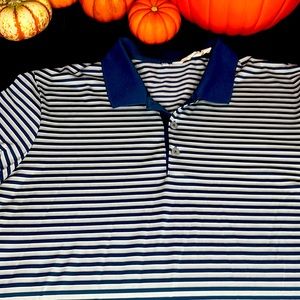 Mens Grey, White & Navy striped Adidas Golf Polo Shirt! Size XL. NWOT!